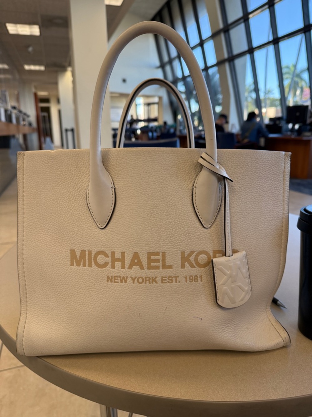 Michael Kors Cream Leather Logo Tote